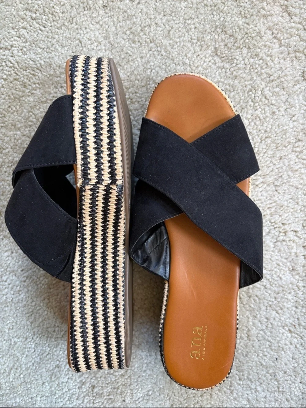 a.n.a Black Crisscross Espadrille-Style Platform Sandals